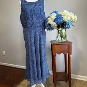 Talbots Blue Silk Pleated Maxi dress